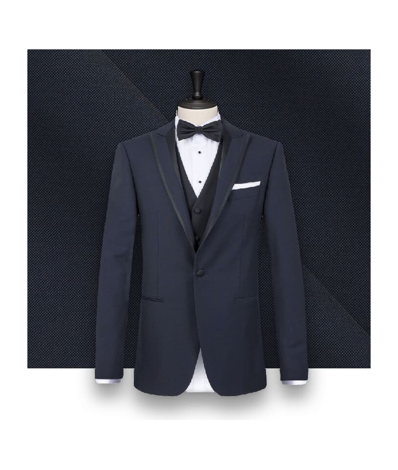 Smoking bleu nuit en soie - Élégance et style raffiné