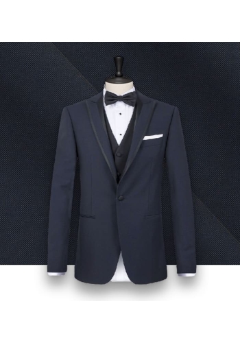 Smoking bleu nuit en soie - Élégance et style raffiné