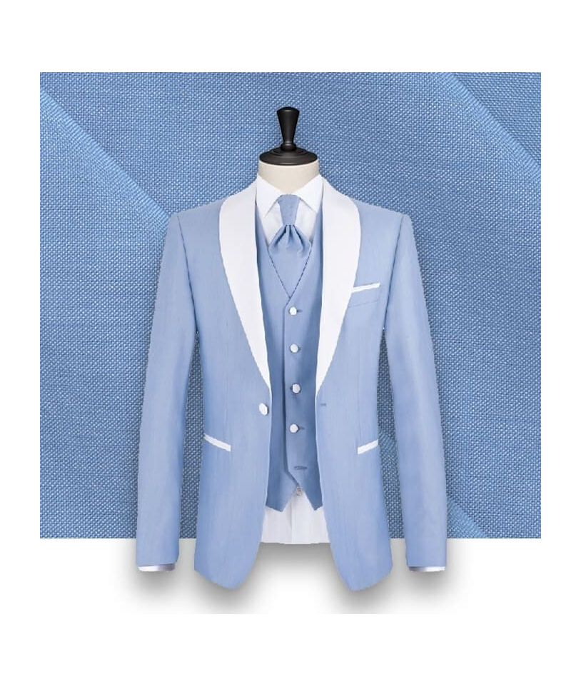 Smoking bleu ciel col châle : Élégance et raffinement