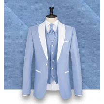 Smoking bleu ciel col châle | Costume Privé Paris