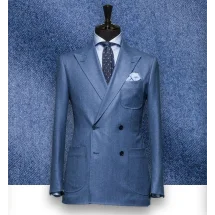 Blazer bleu clair croisé pour automne | Costume Privé Paris