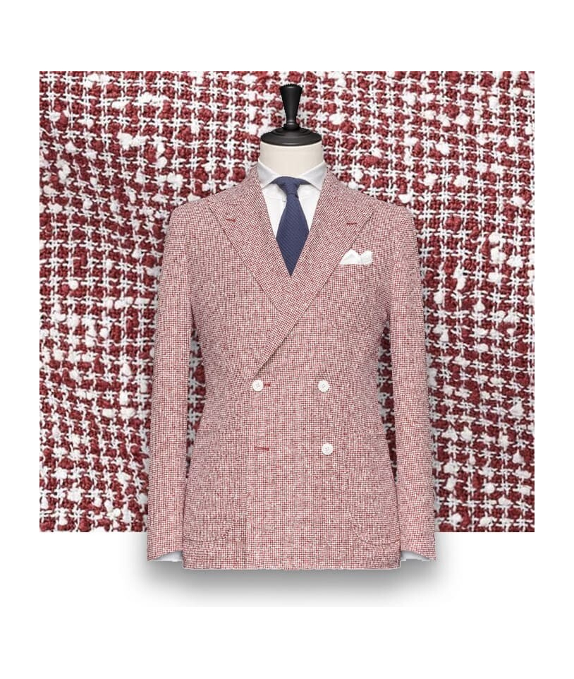 Blazer Rouge Croisé Pied de Poule : Élégance Assurée