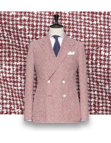 Blazer Rouge Croisé Pied de Poule : Élégance Assurée