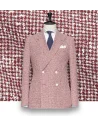 Blazer Rouge Croisé Pied de Poule — sur mesure — Costume Privé Paris