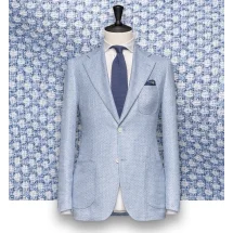 Blazer bleu ciel caviar — sur mesure — Costume Privé Paris