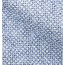 Blazer bleu ciel caviar — détail tissu et finition sur mesure