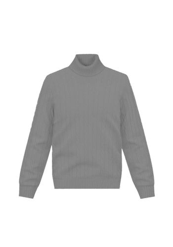 Pull col roulé torsade gris moyen