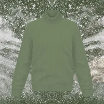 Pull col roulé torsade vert kaki | Costume Privé Paris