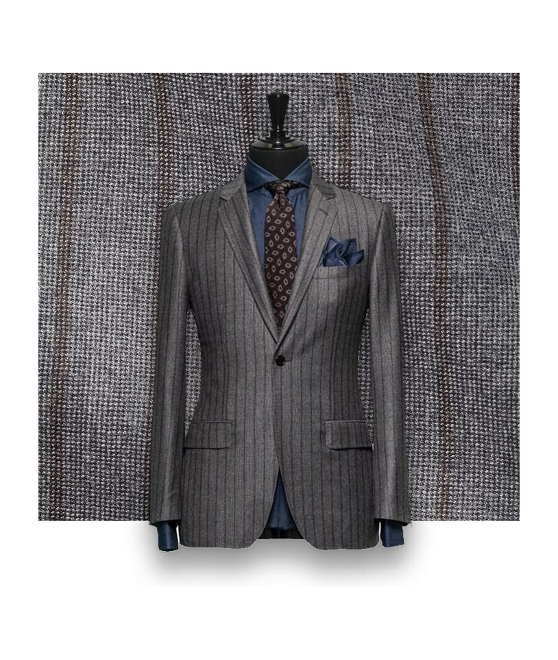 Costume Gris Rayures Marron : Élégance et Style Assuré