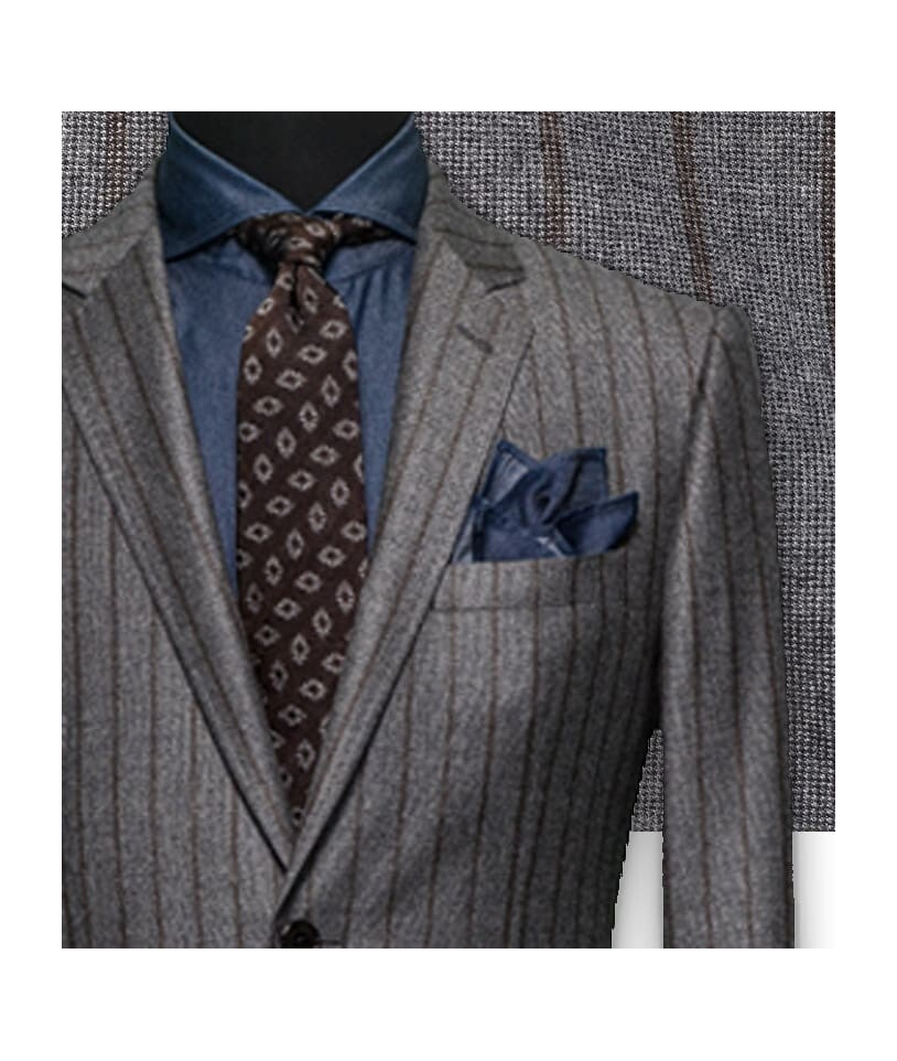 Costume Gris Rayures Marron : Élégance et Style Assuré