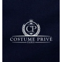 Costume Bleu intense 3 pièces — détail tissu et finition sur mesure