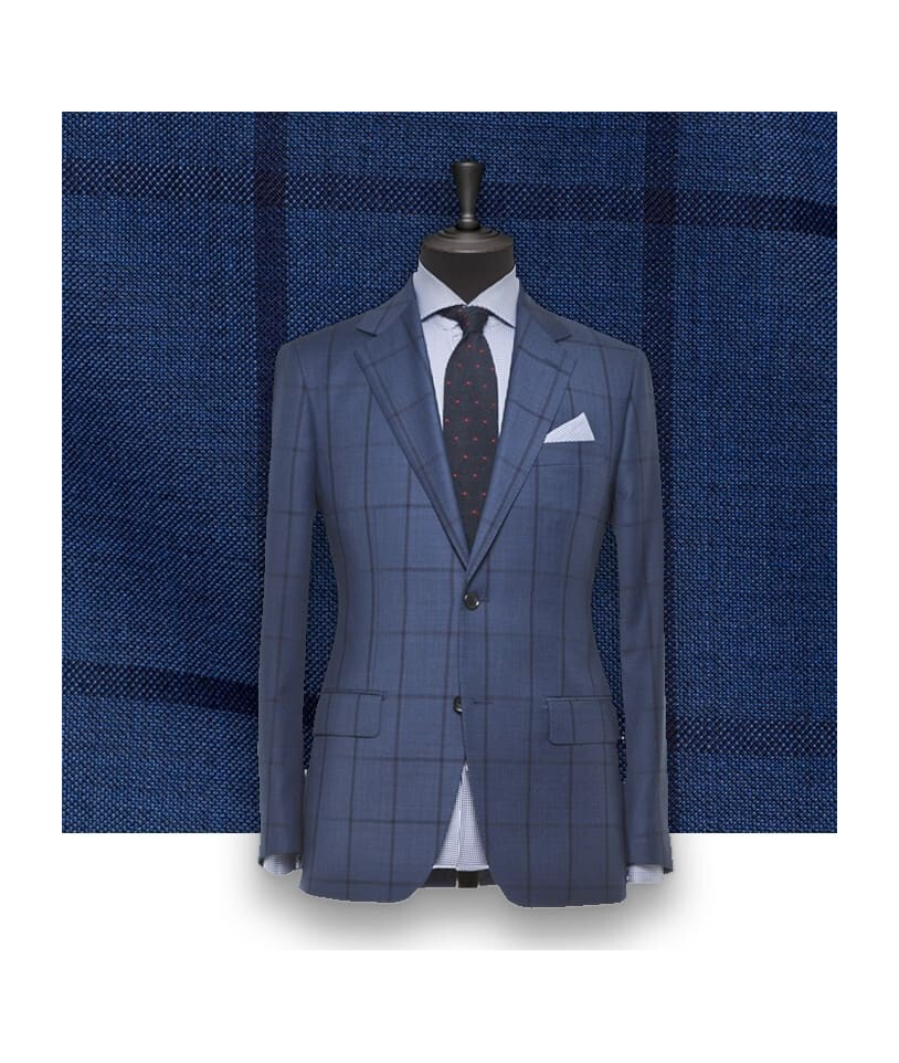 Costume Bleu à Carreaux Foncés - Élégance Assurée