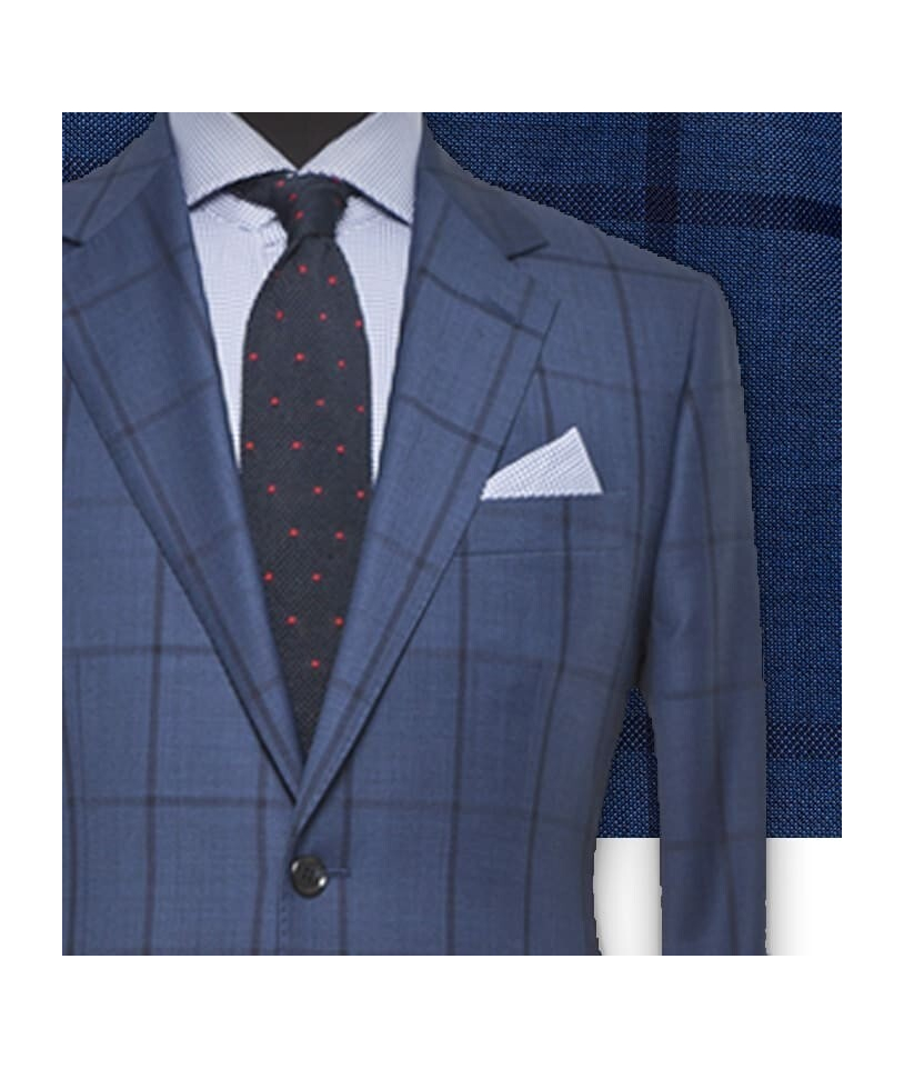 Costume Bleu à Carreaux Foncés - Élégance Assurée