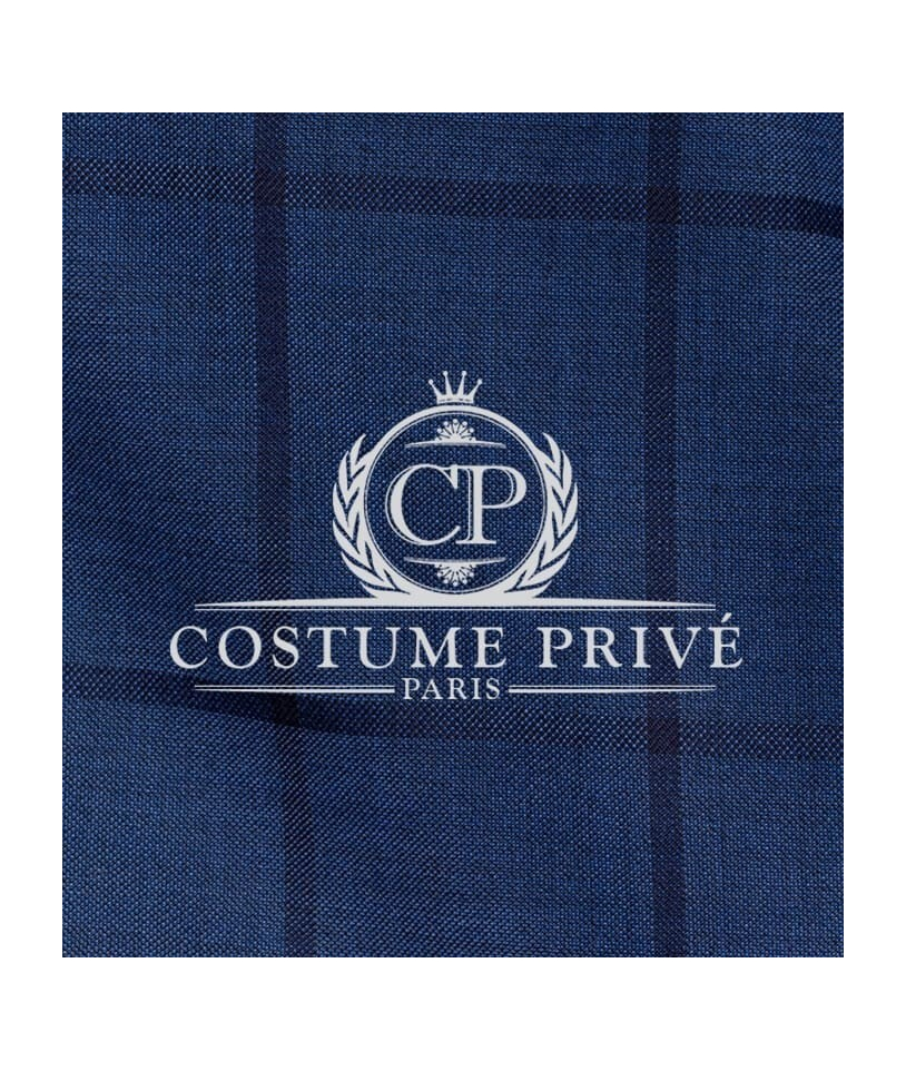 Costume Bleu à Carreaux Foncés - Élégance Assurée