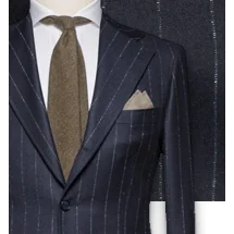 Costume Bleu Nuit Flanelle Rayures Craie | Costume Privé Paris