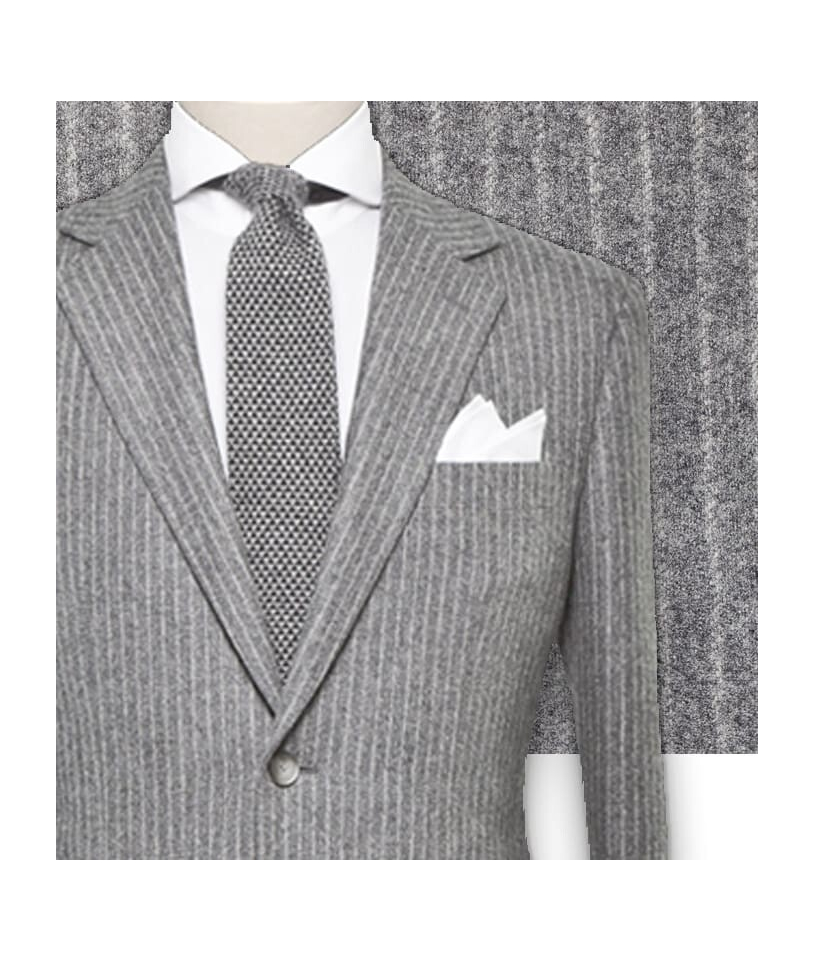 Costume Gris Clair Flanelle Rayures - Élégance Assurée