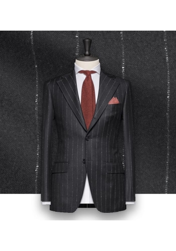 Costume Gris Flanelle Rayures Craie - Élégance Moderne