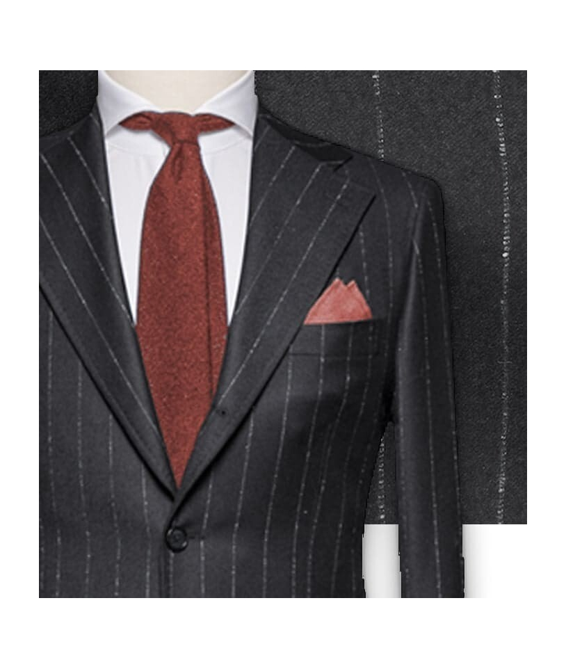 Costume Gris Flanelle Rayures Craie - Élégance Moderne