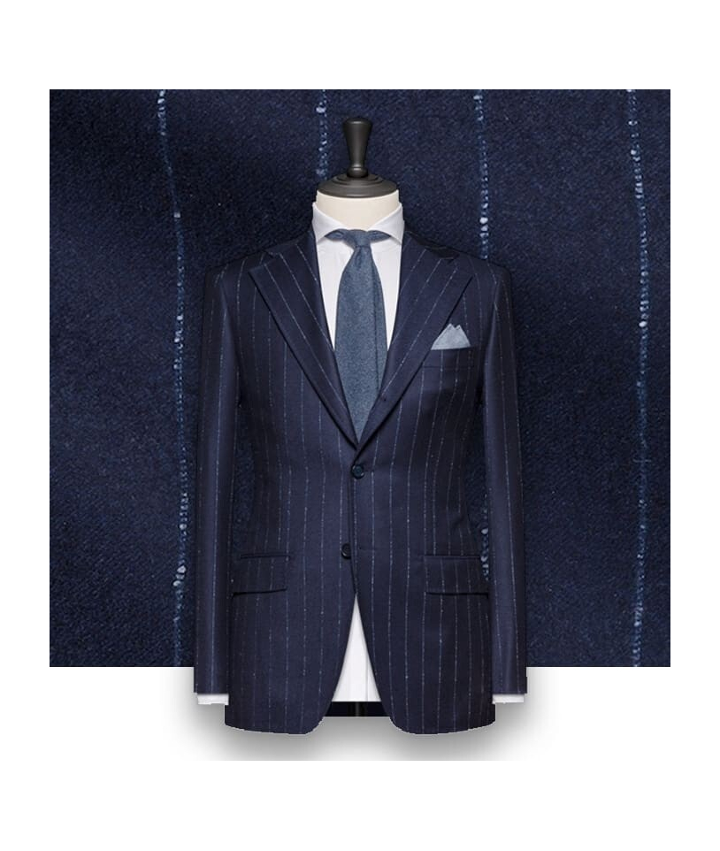 Costume Bleu Flanelle Rayures : Élégance et Style Assuré