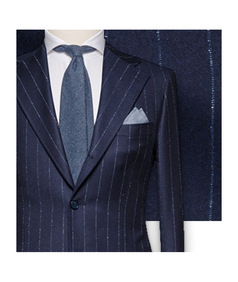 Costume Bleu Flanelle Rayures : Élégance et Style Assuré