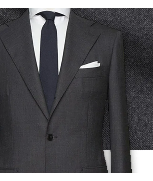 Costume Gris Anthracite serge — détail tissu et finition sur mesure