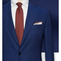 Costume Bleu intense faux-uni — détail tissu et finition sur mesure