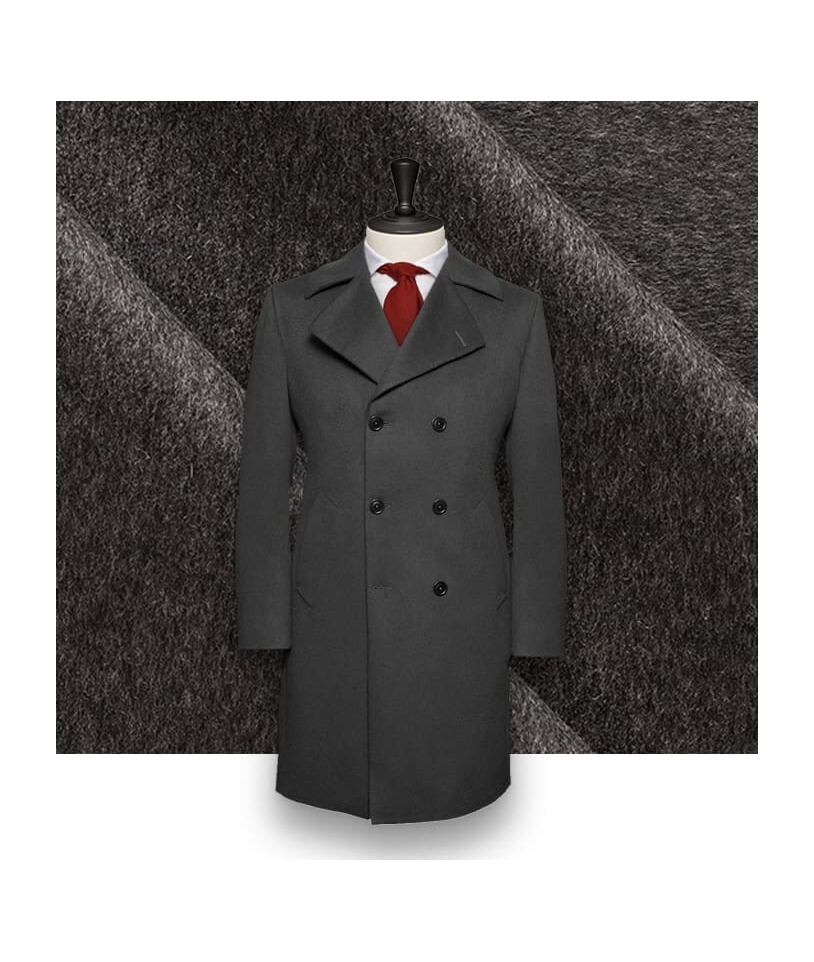 Manteau Caban Gris Anthracite en Laine & Cachemire
