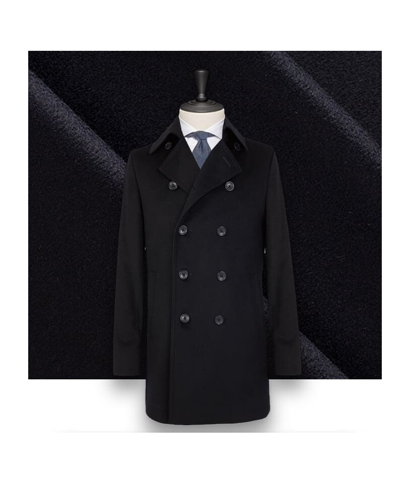Manteau Caban Bleu Navy en Cachemire - Élégance Assurée