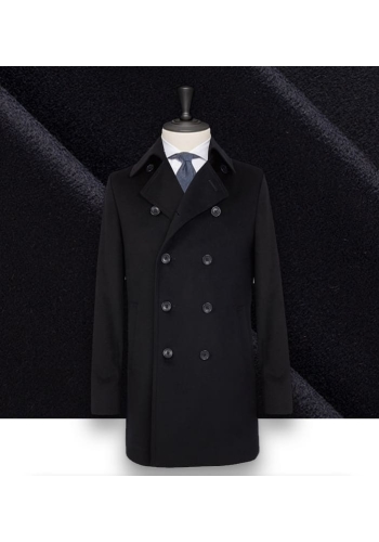 Manteau Caban Bleu Navy en Cachemire - Élégance Assurée