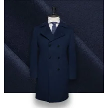 Manteau Caban Bleu Intense en Laine & | Costume Privé Paris