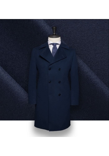Manteau Caban Bleu Intense en Laine & Cachemire chic