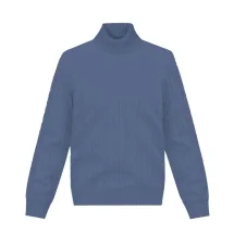 Pull col roulé torsade bleu moyen | Costume Privé Paris