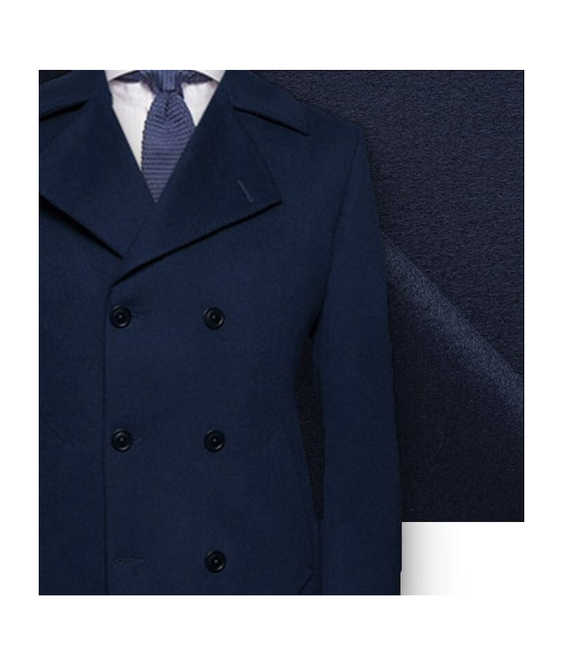 Manteau Caban Bleu Intense en Laine & Cachemire chic