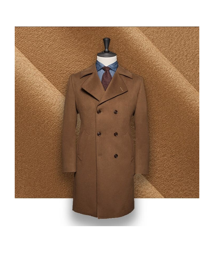 Manteau Caban Camel en Laine & Cachemire Élégant