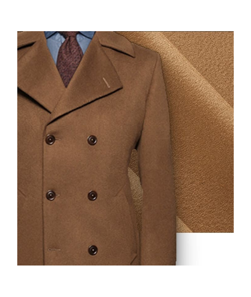 Manteau Caban Camel en Laine & Cachemire Élégant