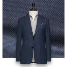 Blazer Bleu nuit natté laine & cachemire — sur mesure — Costume Privé Paris
