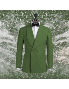 Smoking croisé 2 boutons col châle vert anglais