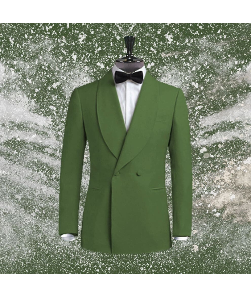 Smoking croisé 2 boutons col châle vert anglais