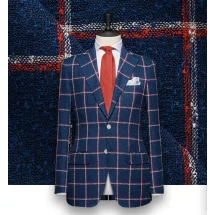 Blazer bleu à carreaux printemps-été | Costume Privé Paris