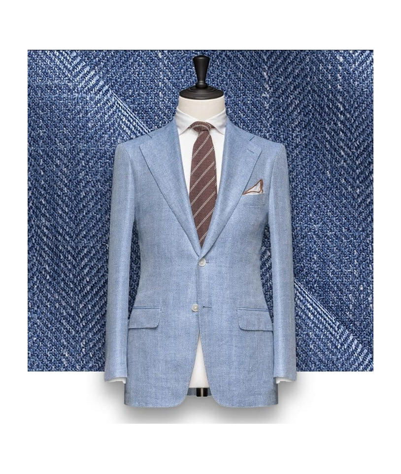 Blazer Bleu Clair Chevrons : Élégance et Style Assuré