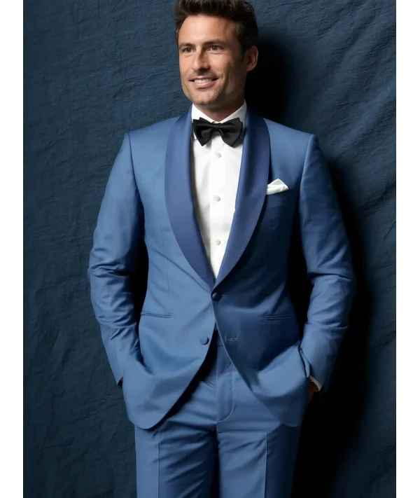 Smoking mariage bleu méditerranéen | Costume Privé Paris