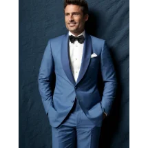 Smoking mariage bleu méditerranéen | Costume Privé Paris