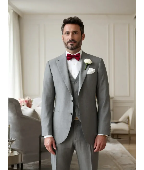 Costume Gris argent 3 pièces — vue alternative coupe sur mesure