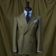 Costume croisé vert kaki foncé — sur mesure — Costume Privé Paris
