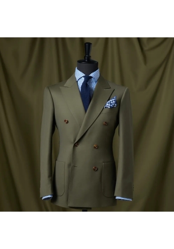 Costume croisé vert kaki foncé – costume croisé vert tendance sur mesure