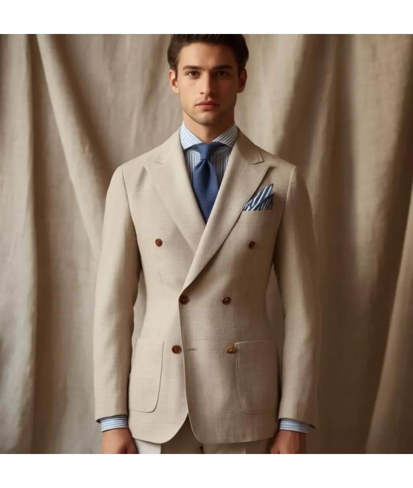 Blazer Beige Sable Croisé : Élégance et Style Assuré