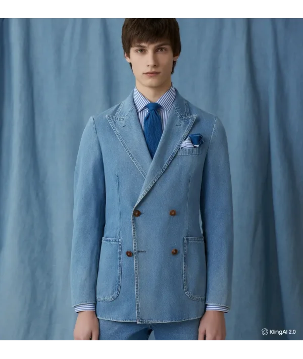 Blazer Croisé bleu denim | Costume Privé Paris