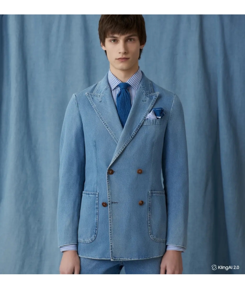 Le Blazer Croisé bleu denim allie élégance intemporelle et modernité