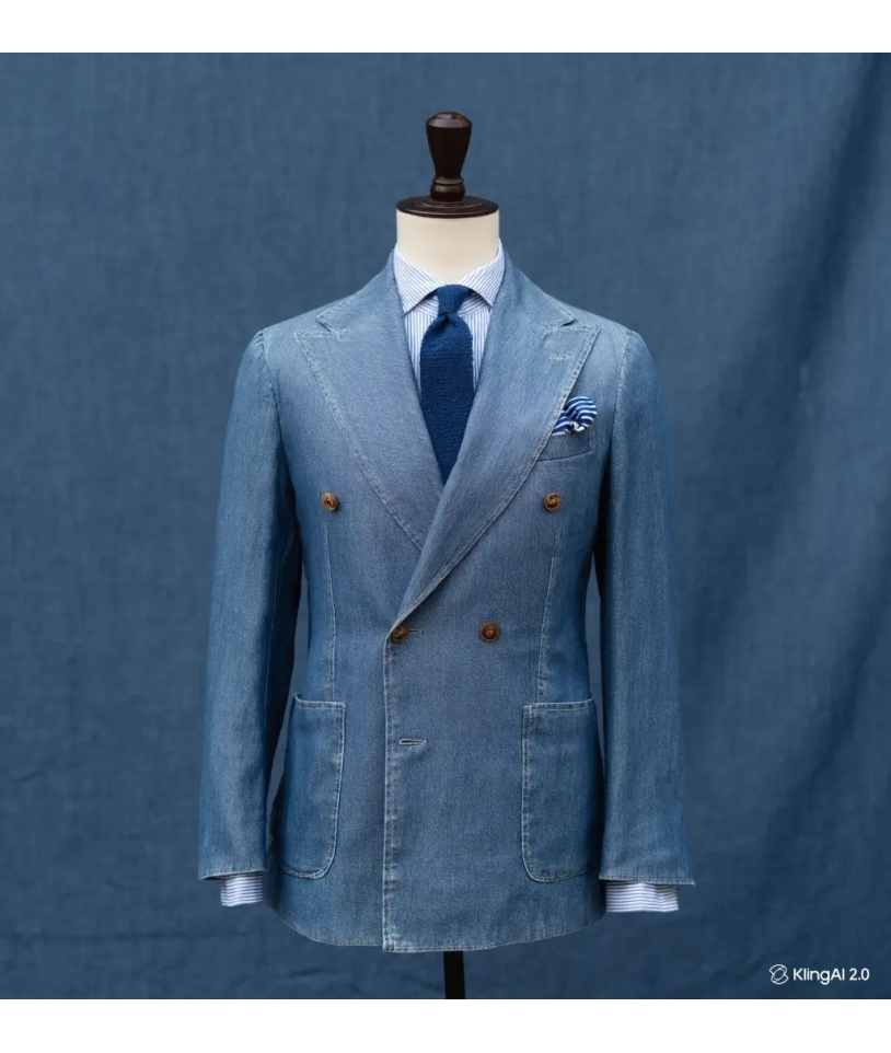 Le Blazer Croisé bleu denim allie élégance intemporelle et modernité