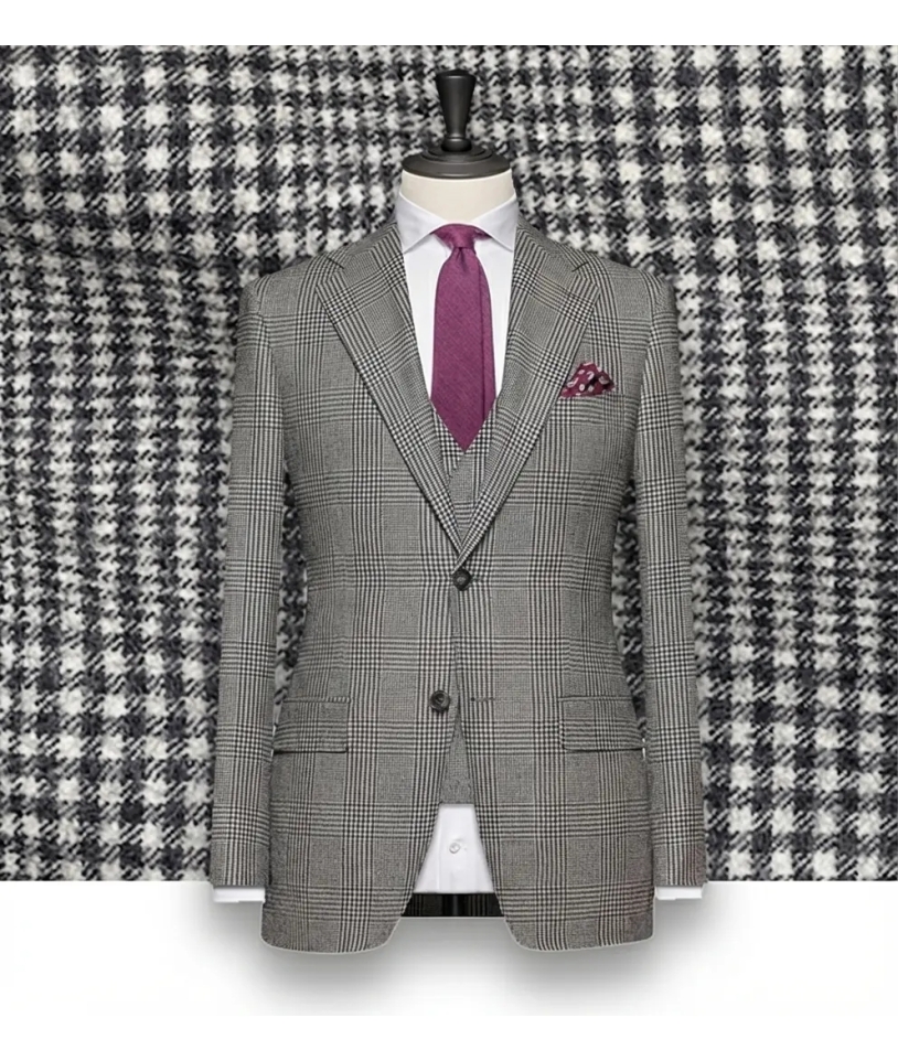 Costume Cérémonie Gris Prince de Galles Élégance Assu...